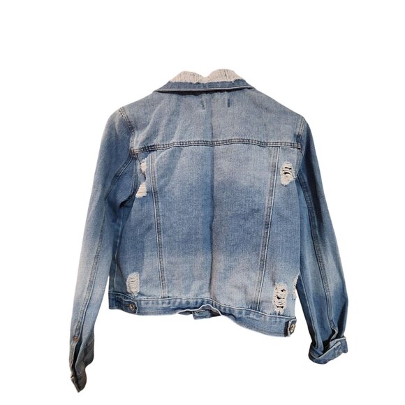 Ci Sono Denim Collection Distressed Light Blue Jean Jacket For Women Size L - Picture 2 of 3